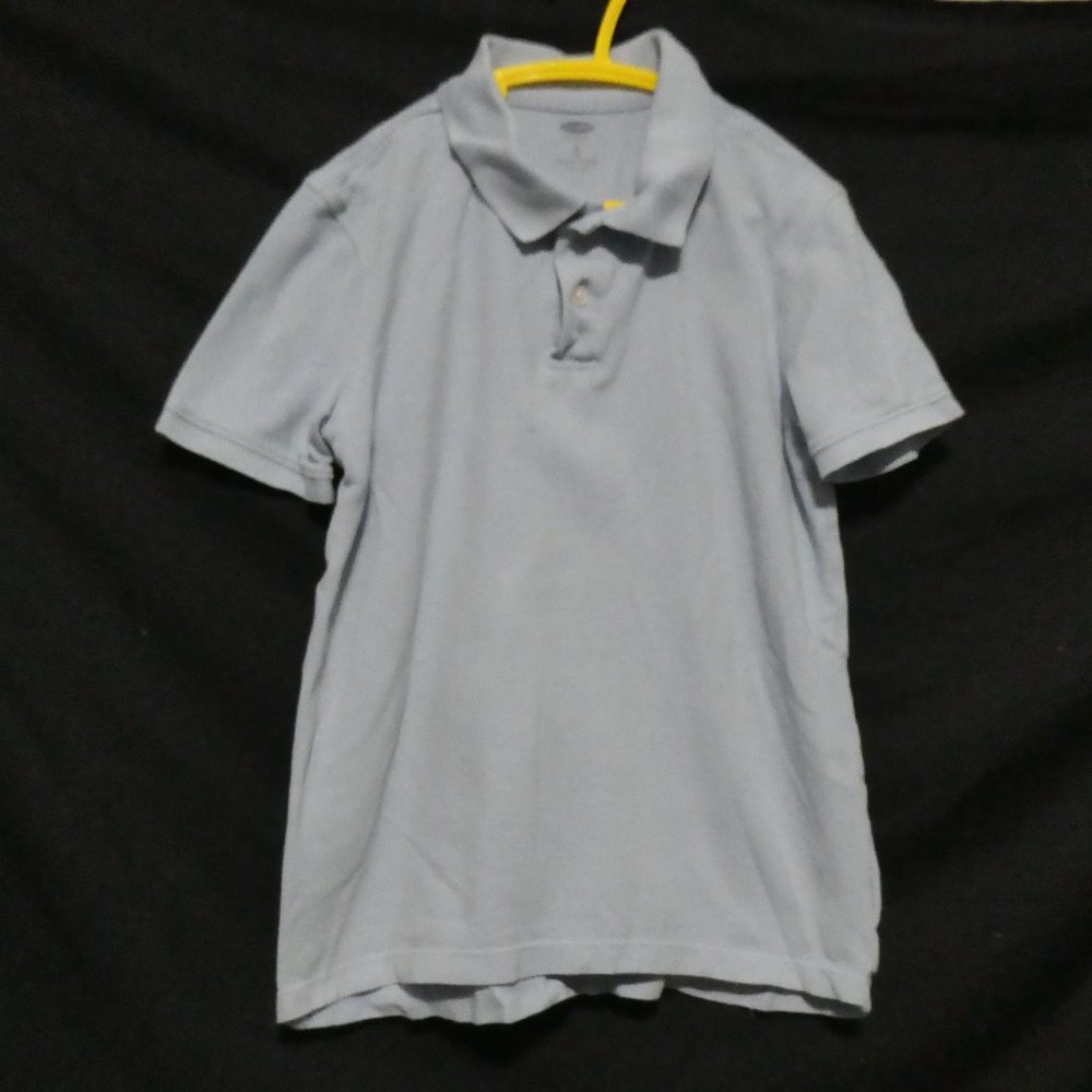 OLD NAVY, medium (8) regular, light blue polo, *juice stains SEE PIC, EUC